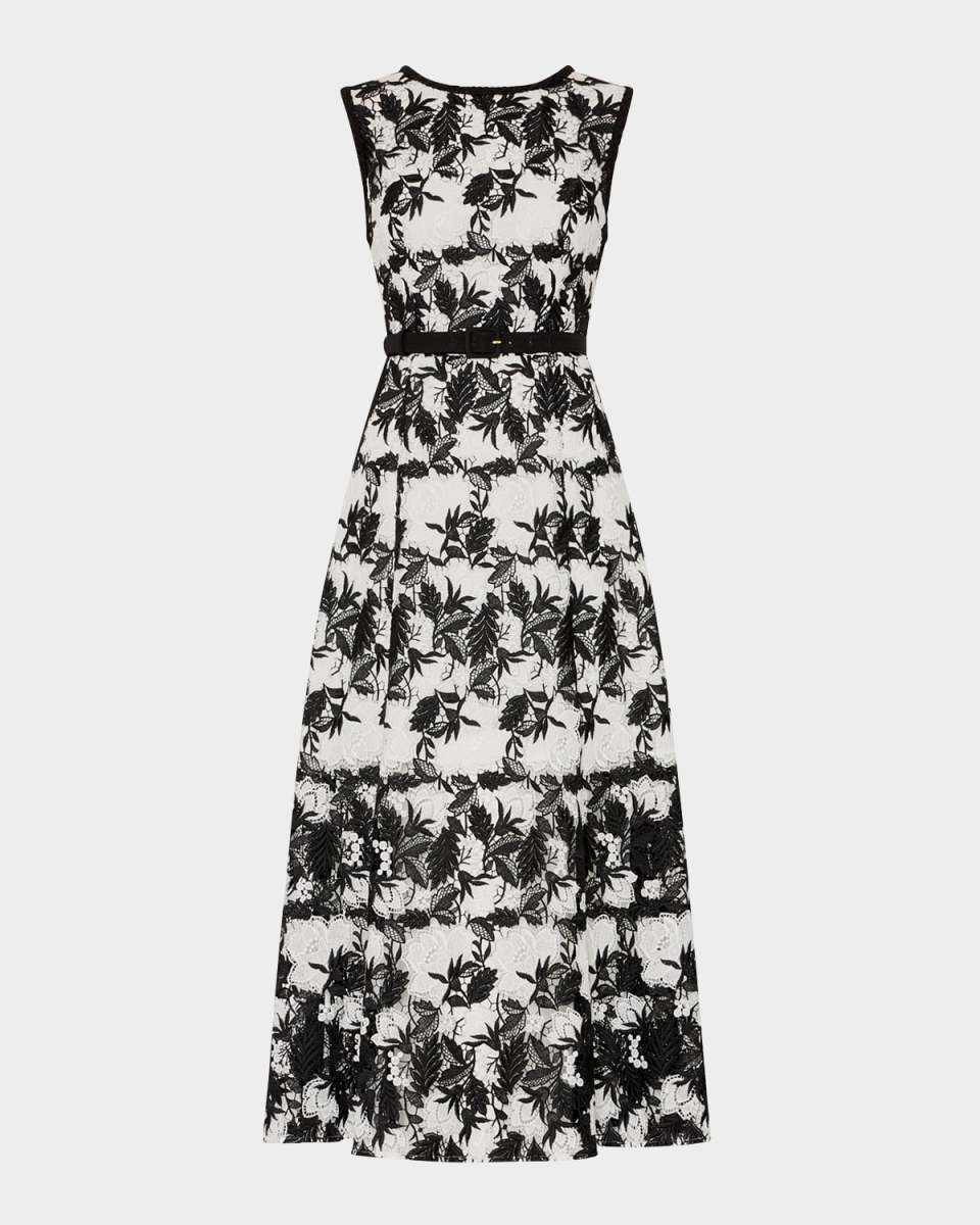 Paloma Two-Tone Lace Midi Dress